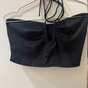 Abercrombie Black Halter Tube Top Ruched Front Cropped Size S
